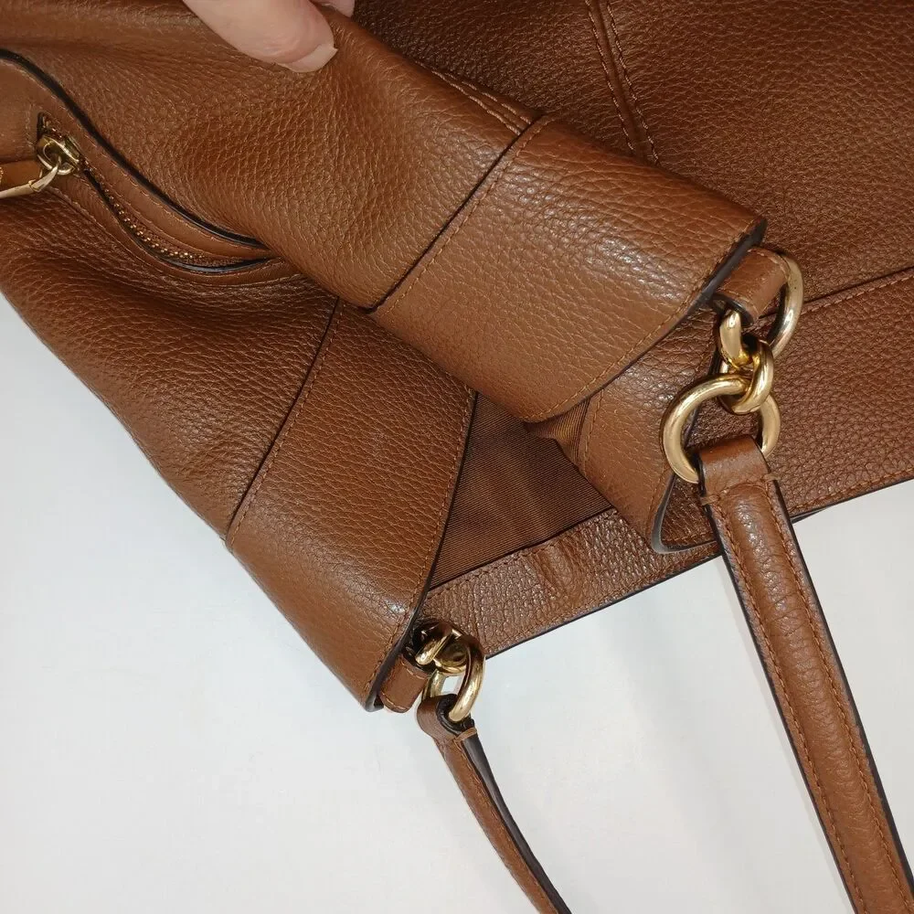 Coach Lexy F28997 Chocolate Brown Pebbled Leather Shoulder Bag No Bag Charm